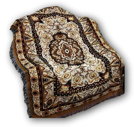 golden persian tapestry throw blanket