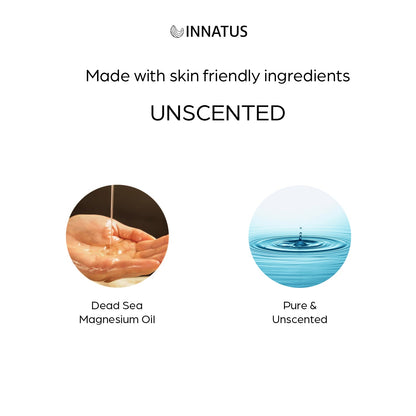 pure, unscented Dead Sea Magnesium Resting Oil made with skin friendly ingredients