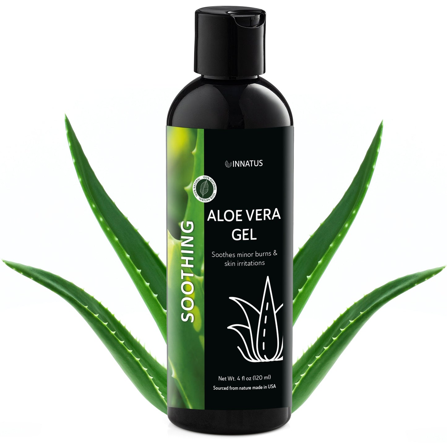 Organic aloe vera plant used in formula with the bottle
