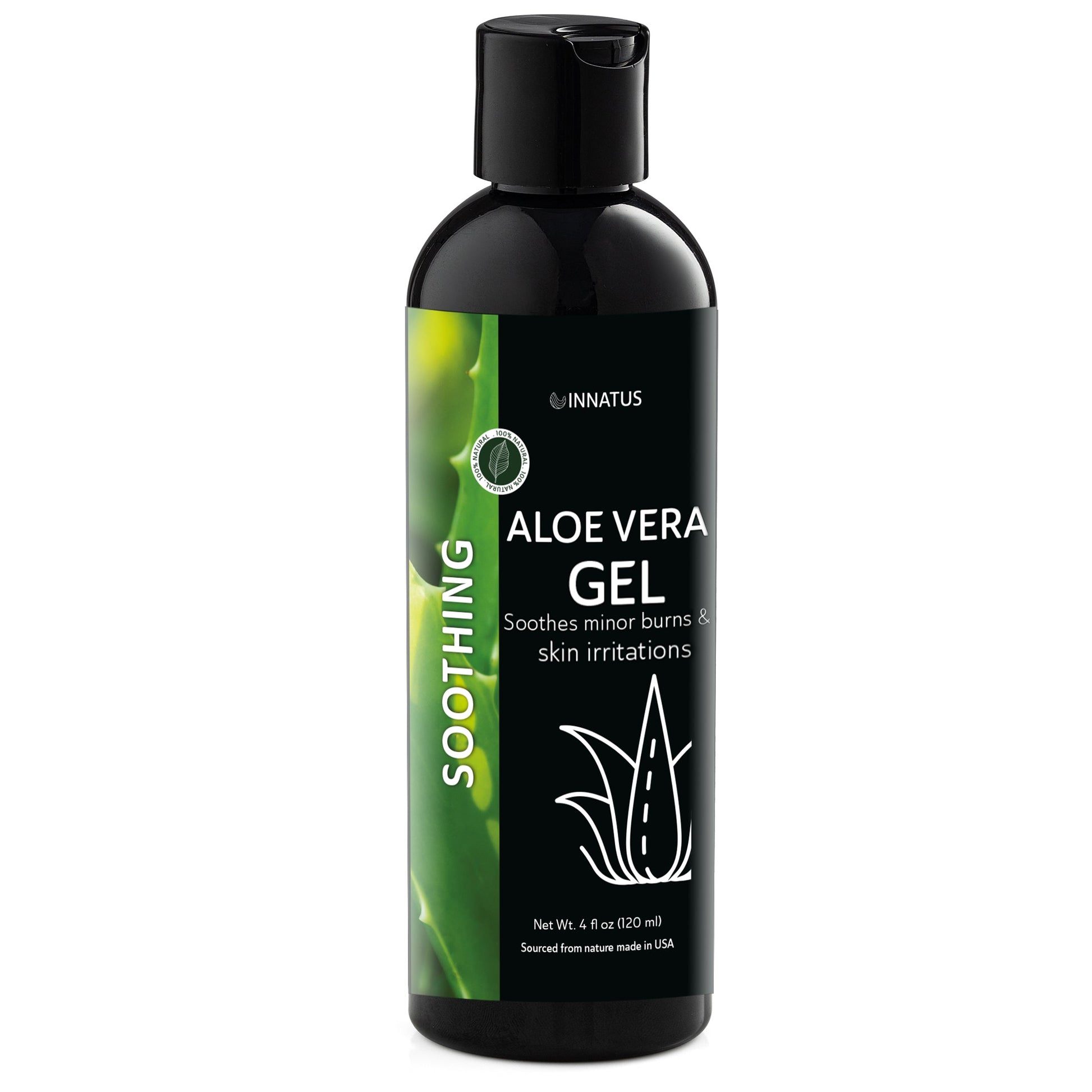 Natural aloe vera gel bottle close-up