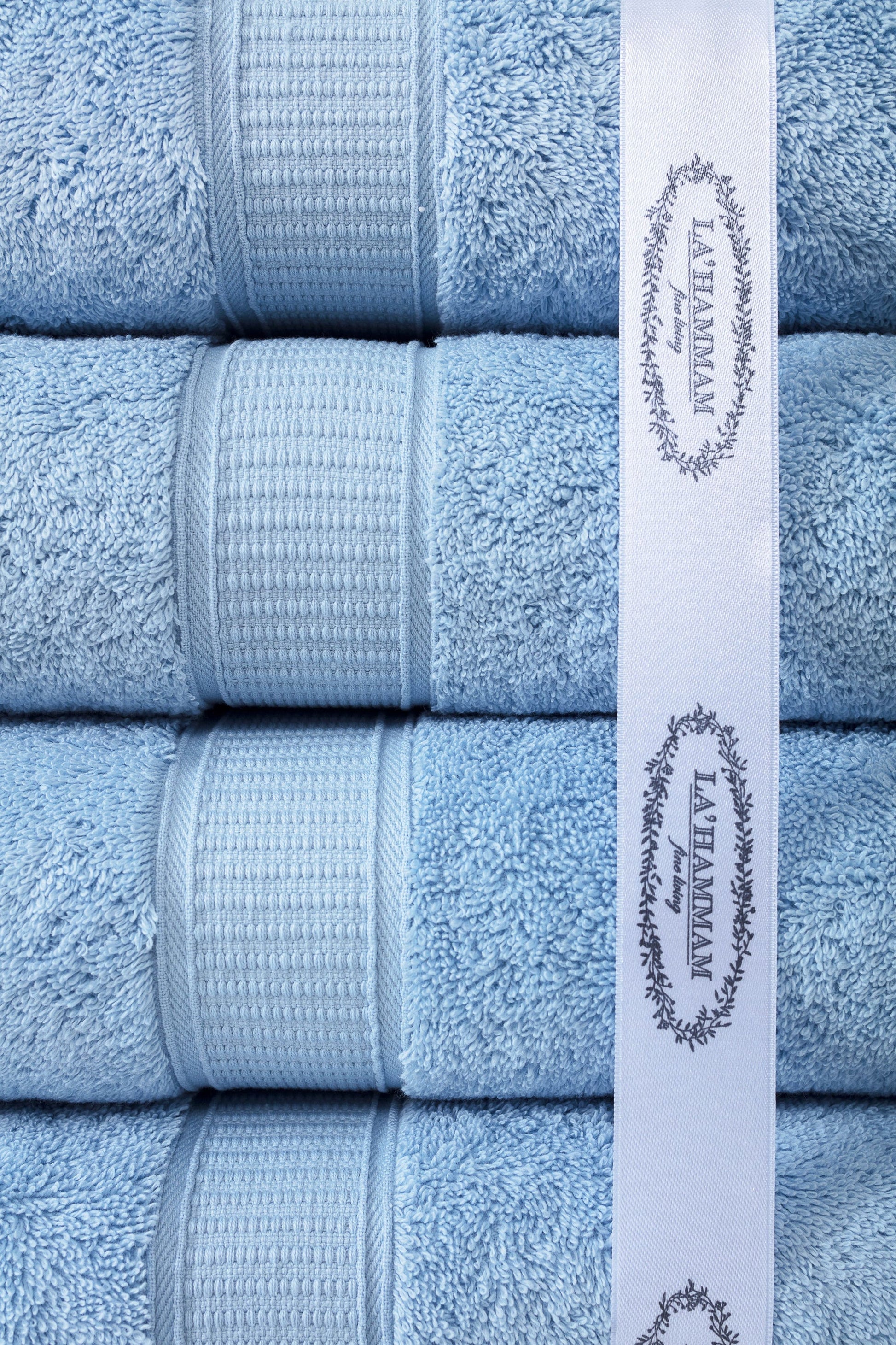 La Hammam luxury hand towels with wide dobby border and double stitching