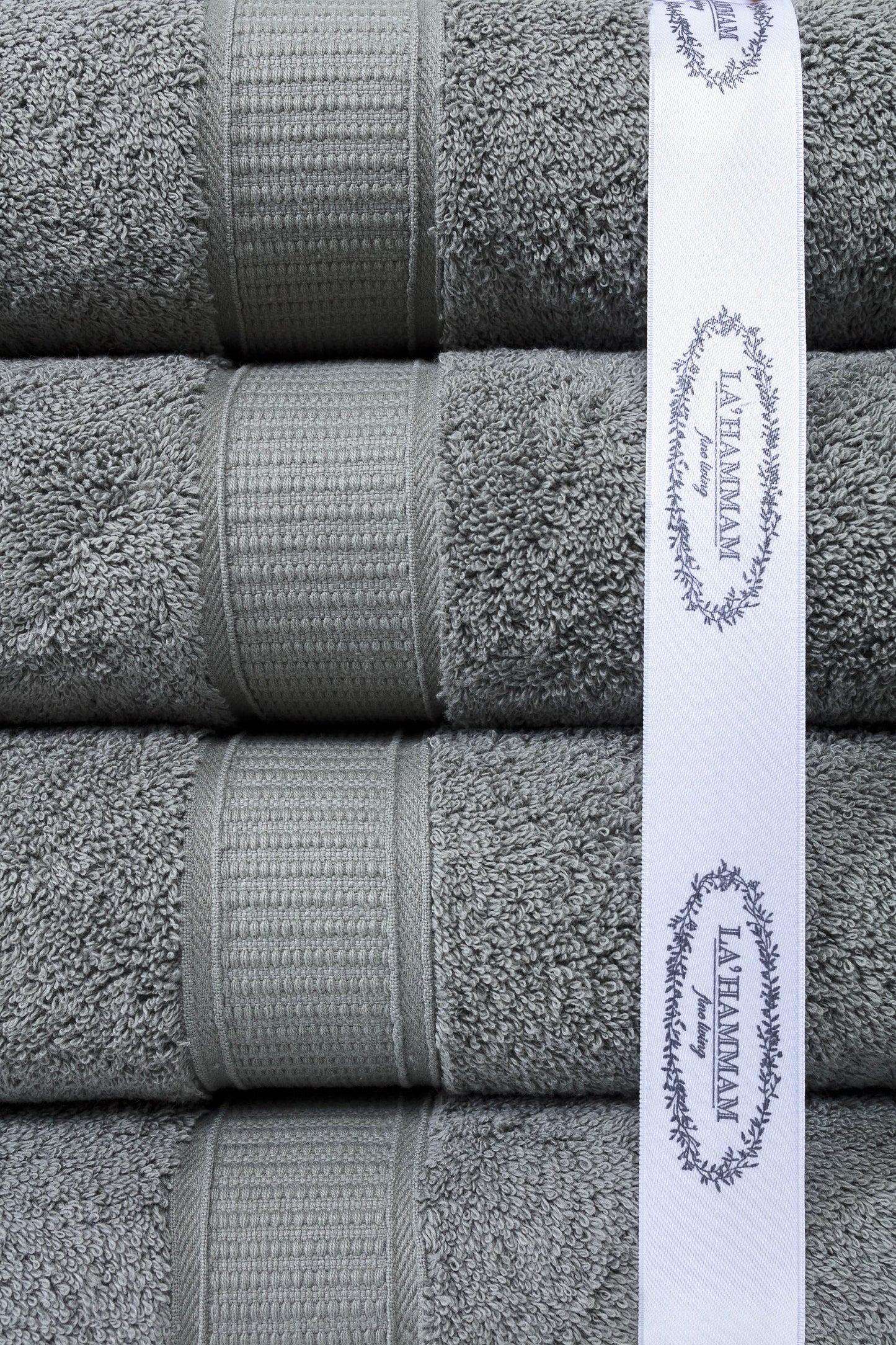 La Hammam luxury hand towels with wide dobby border and double stitching