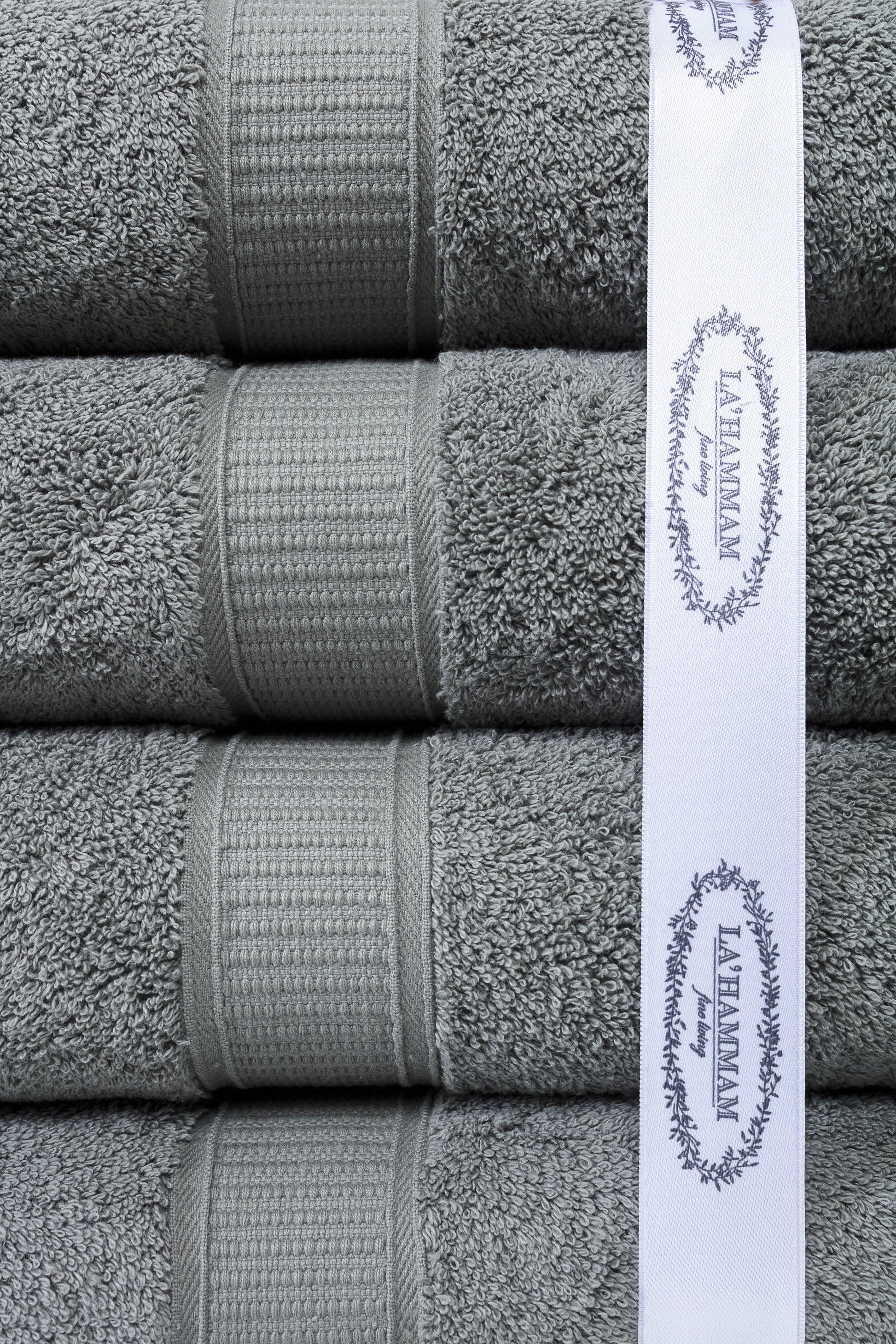 La Hammam luxury hand towels with wide dobby border and double stitching