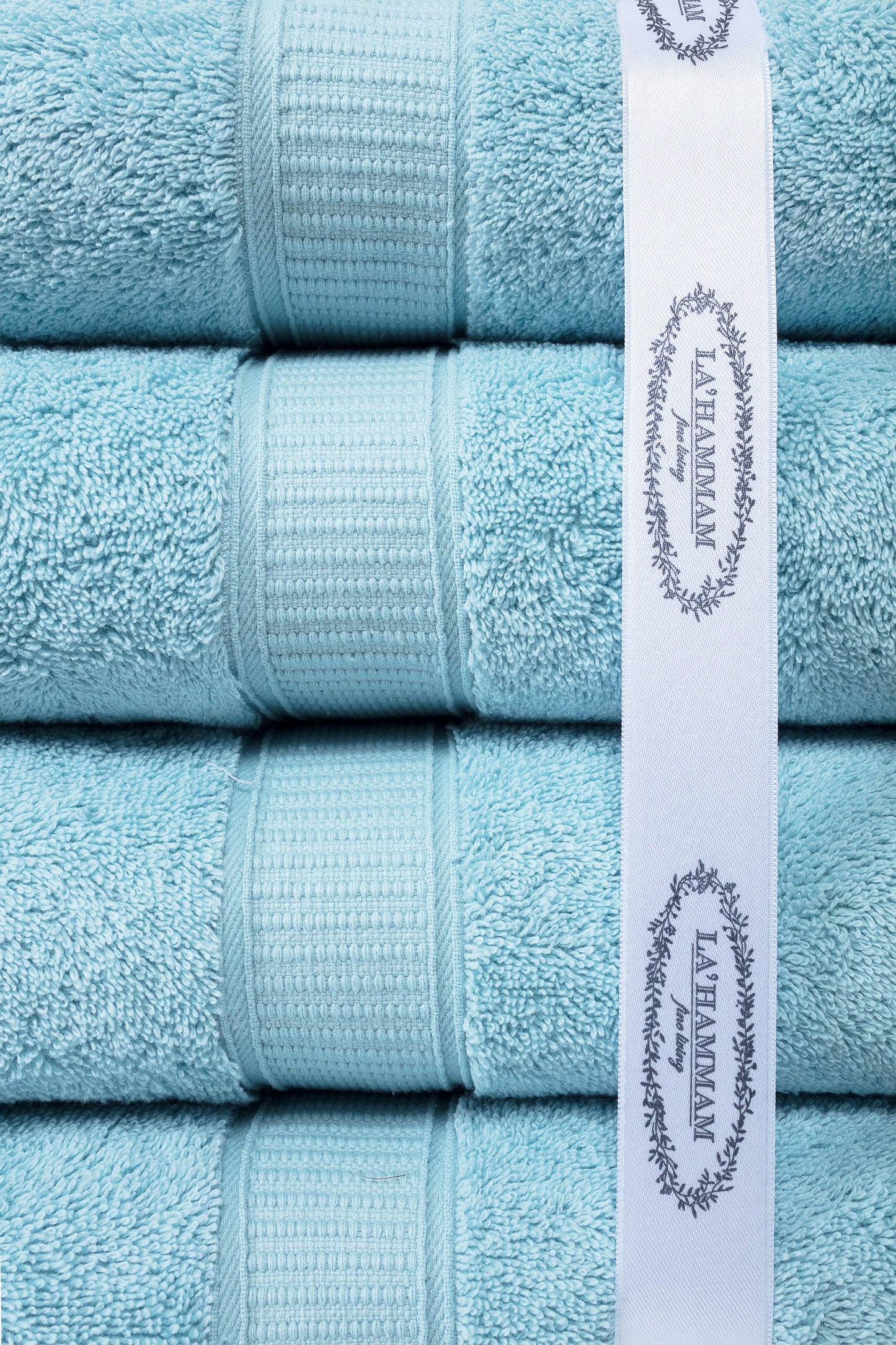 La Hammam luxury hand towels with wide dobby border and double stitching
