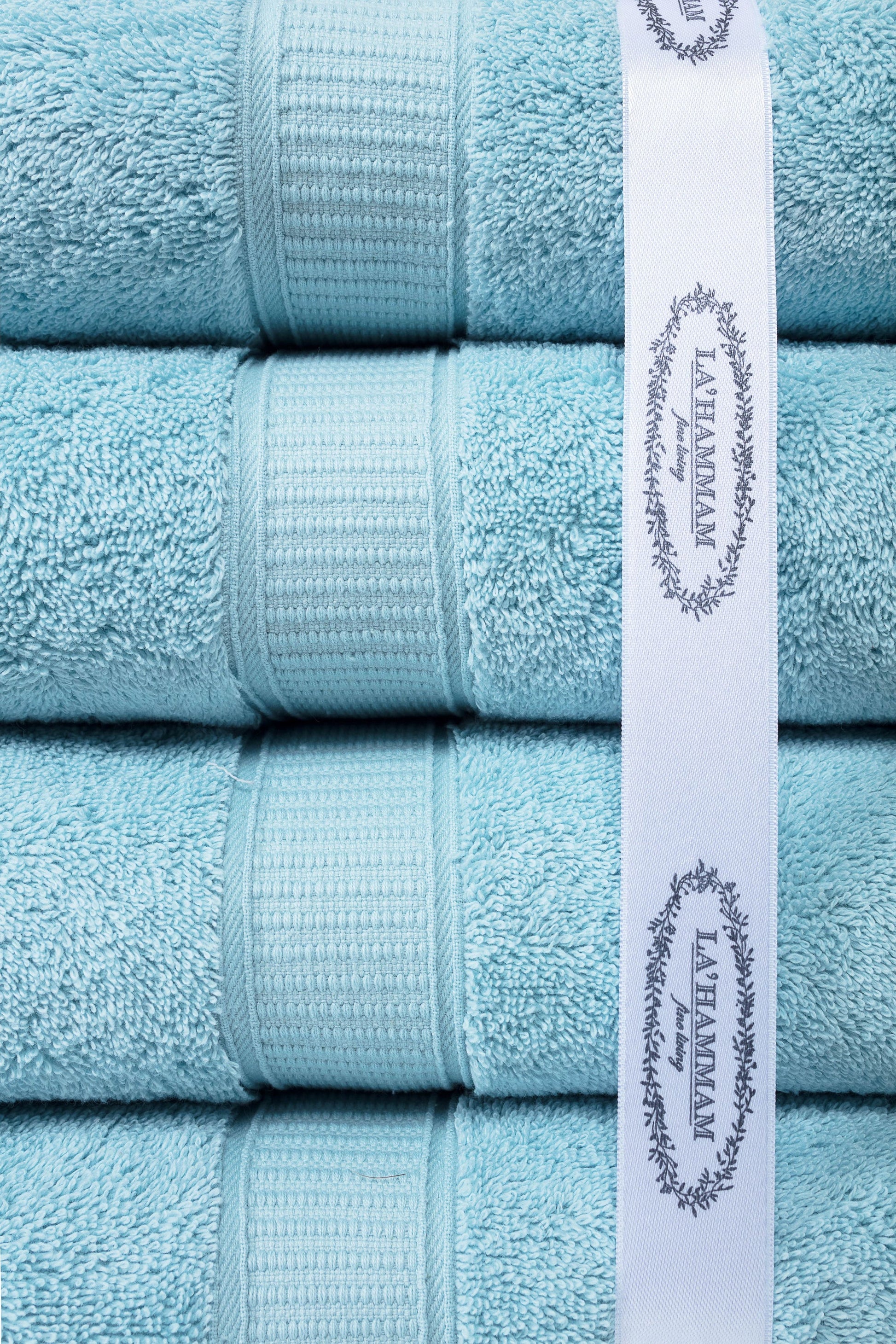 La Hammam luxury hand towels with wide dobby border and double stitching