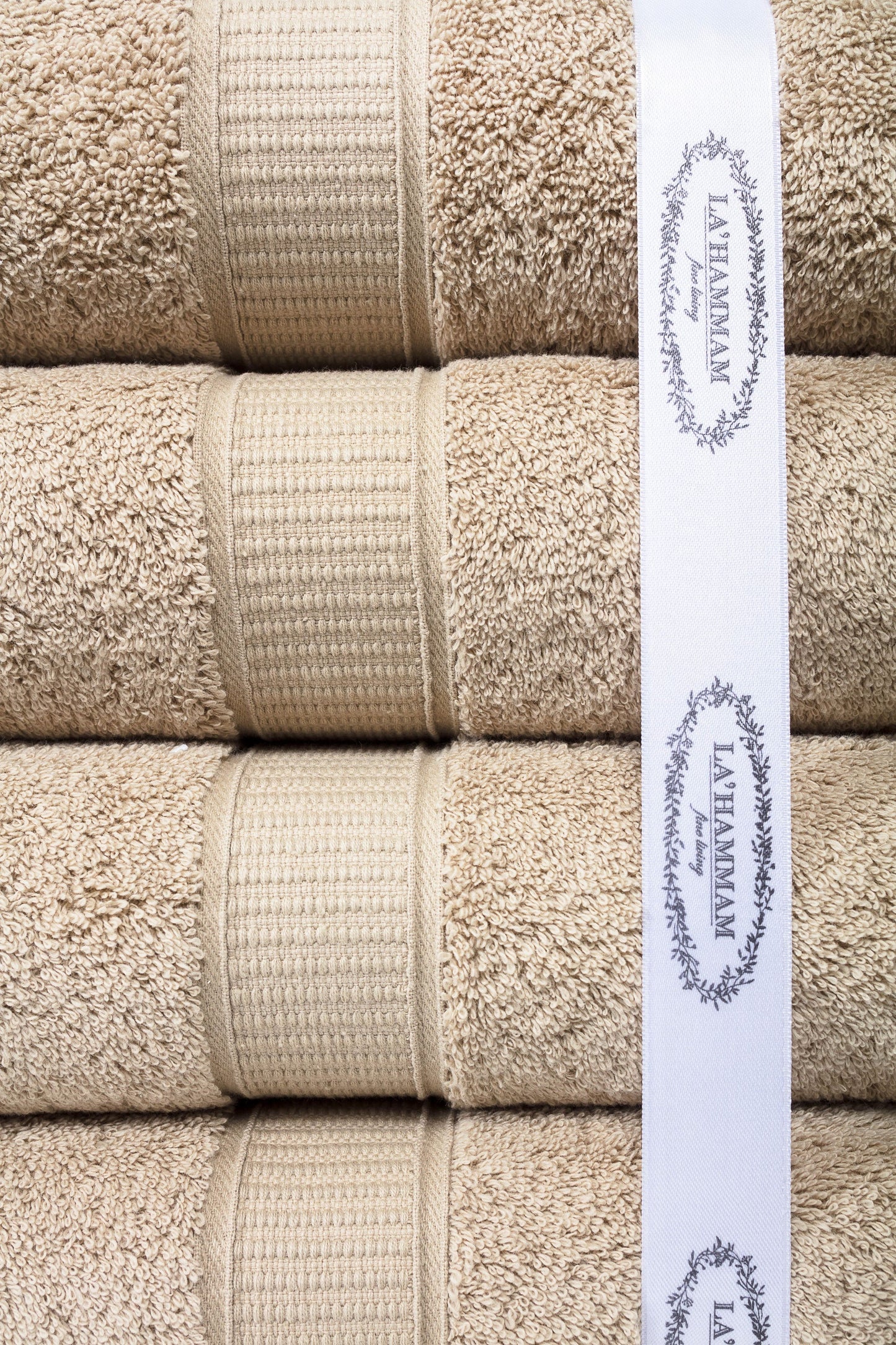 La Hammam luxury hand towels with wide dobby border and double stitching