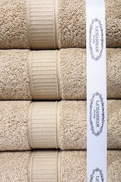 La Hammam luxury hand towels with wide dobby border and double stitching