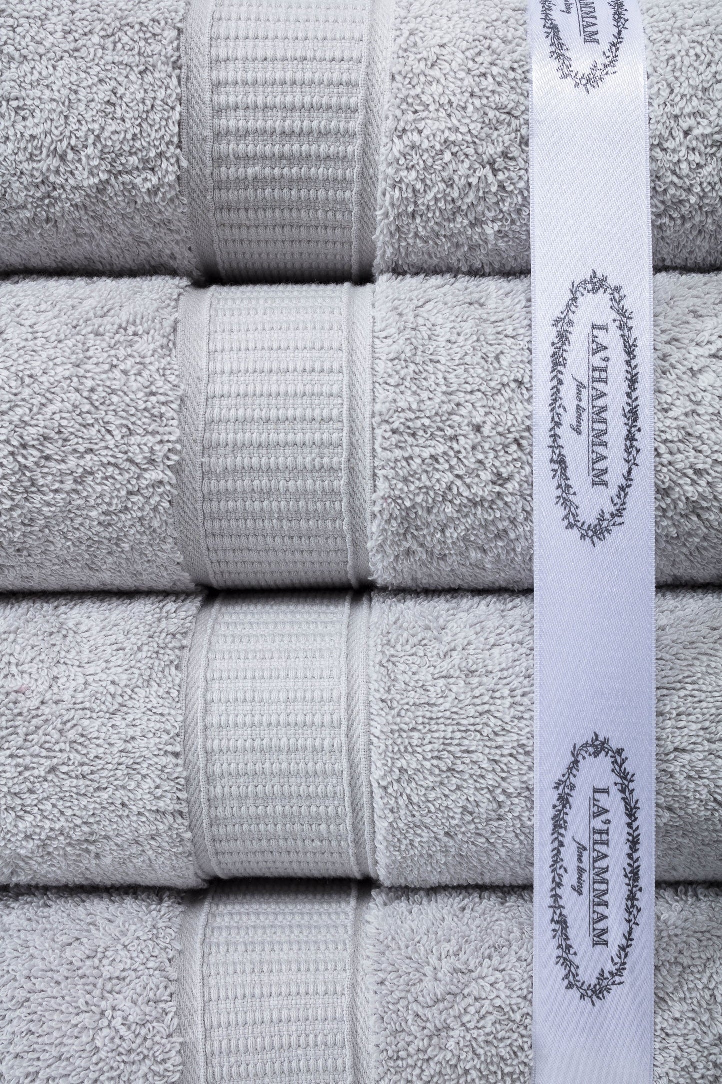 La Hammam luxury hand towels with wide dobby border and double stitching