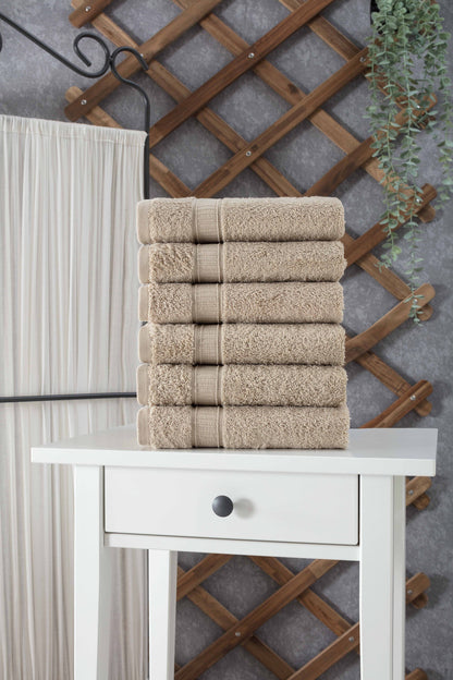Set of 6 Turkish cotton hand towels in premium 600 GSM design