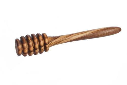 Olive Wood Honey Spoon handmade from Mediterranean olive wood, polished 6-inch honey dipper kitchen accessory