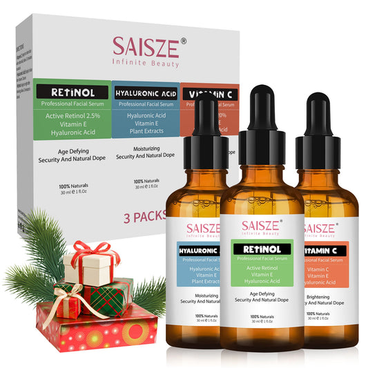 anti-aging face serum kit three bottles front view