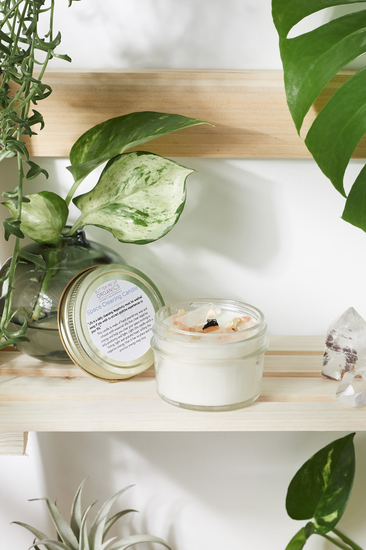 Krombee Clear and Renew Space Candle on shelf