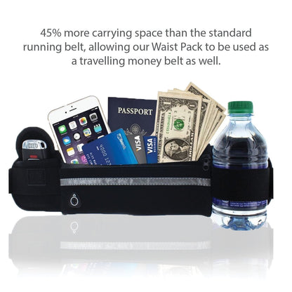 Travel fanny pack holding keys, phone and essentials