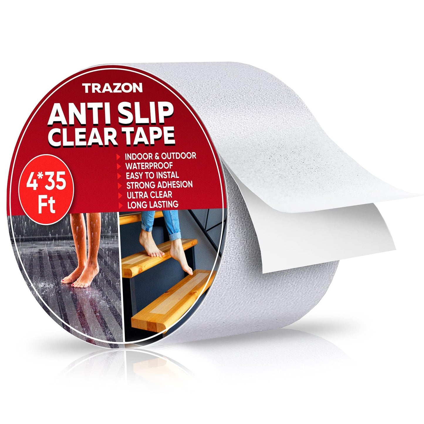 Close up texture of clear traction safety tape