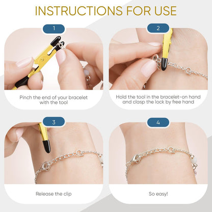 Bracelet fastener helper tool instructions for use