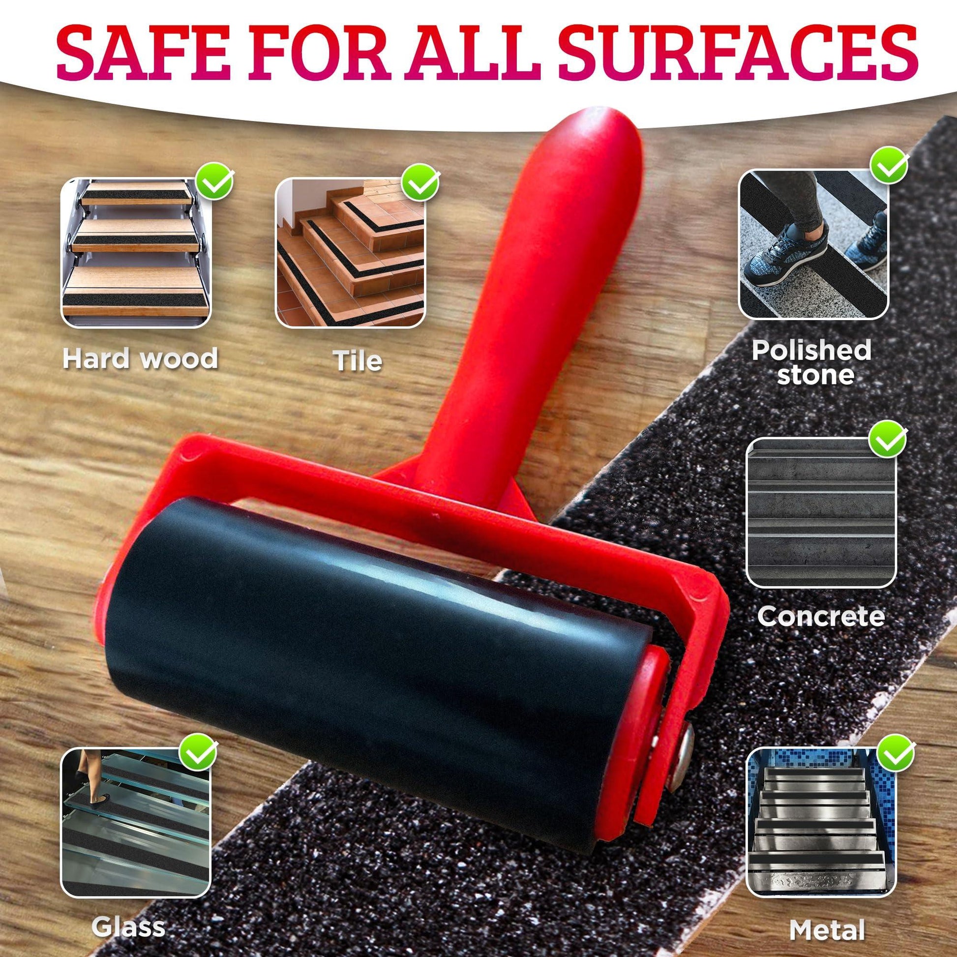 Close-up of rubber roller surface for anti-slip tape