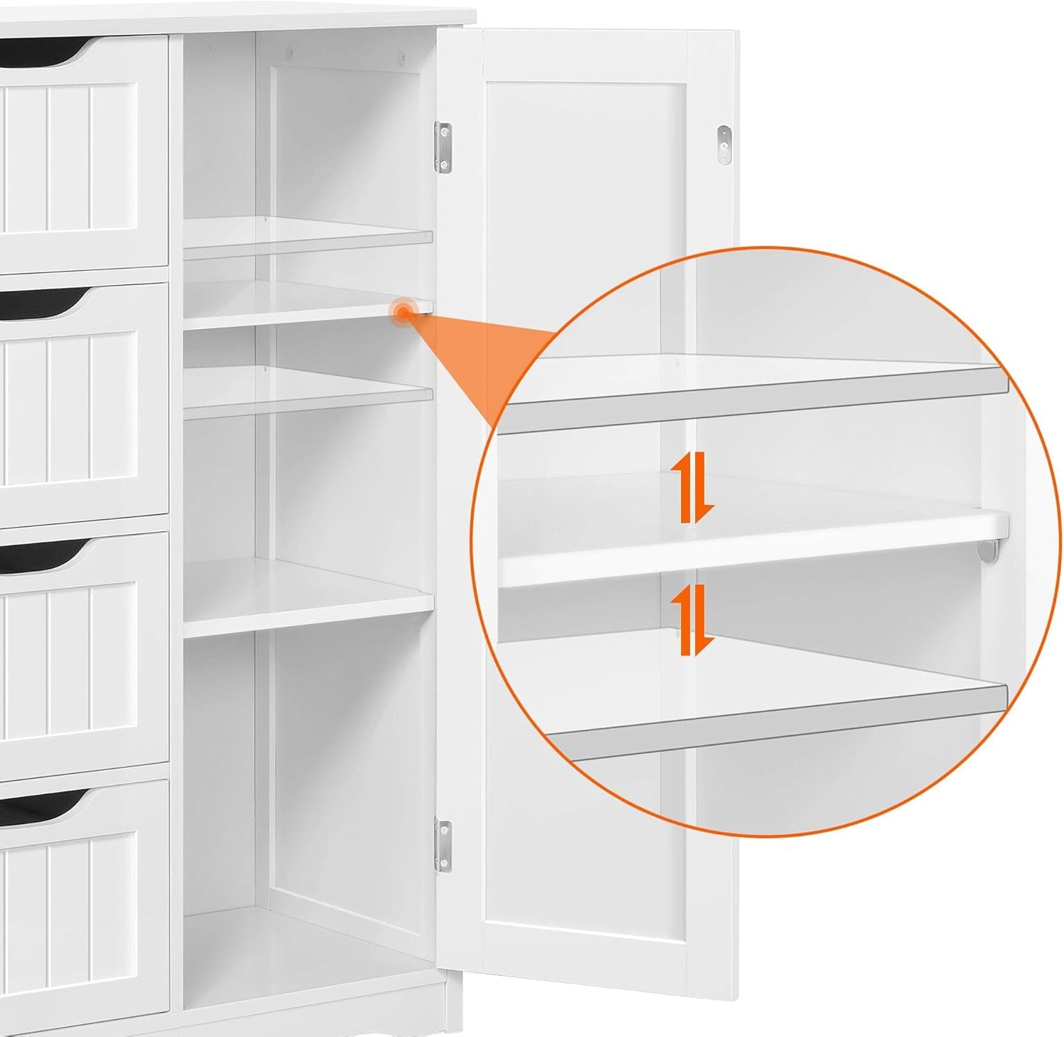 Close-up of cabinet drawers with cutout handles