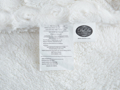 White roses faux fur sherpa throw blanket product tag