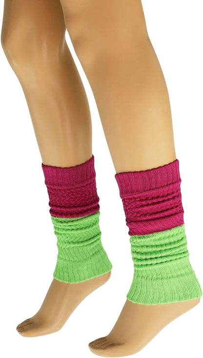 1 Pair Women's Colorful Cotton Knitted Leg Warmers — 21 Inches, Soft & Stretchy