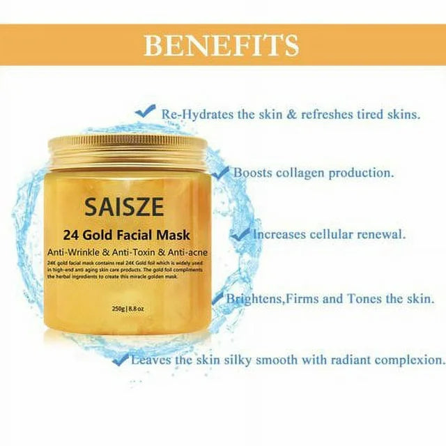 24K gold collagen mask and serum set for radiant skin benefits