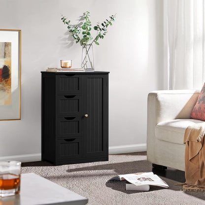 Wooden bathroom cabinet styled in a modern home setting