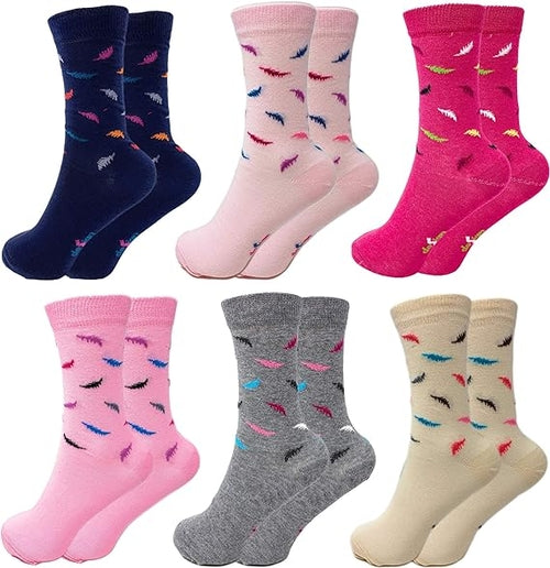 Women's Colorful Combed Cotton Crew Socks, 6 Pairs (Size 9–11)