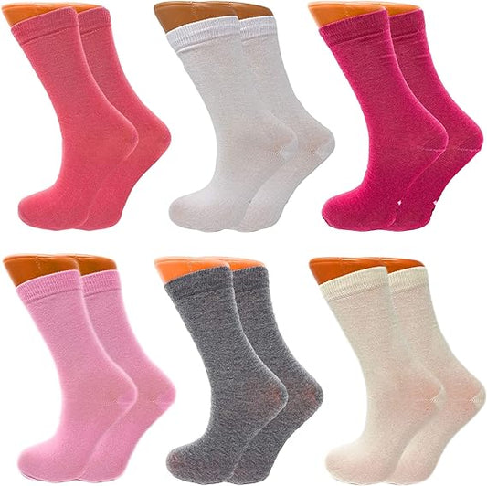 womens colorful combed cotton crew socks 6 pack