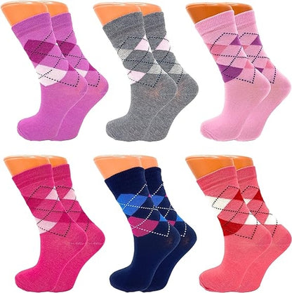 Women's Colorful Combed Cotton Crew Socks, 6 Pairs (Size 9–11)