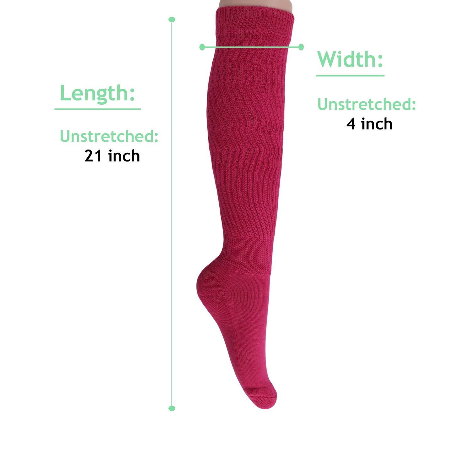 fuchsia slouch socks for women knee high or scrunched