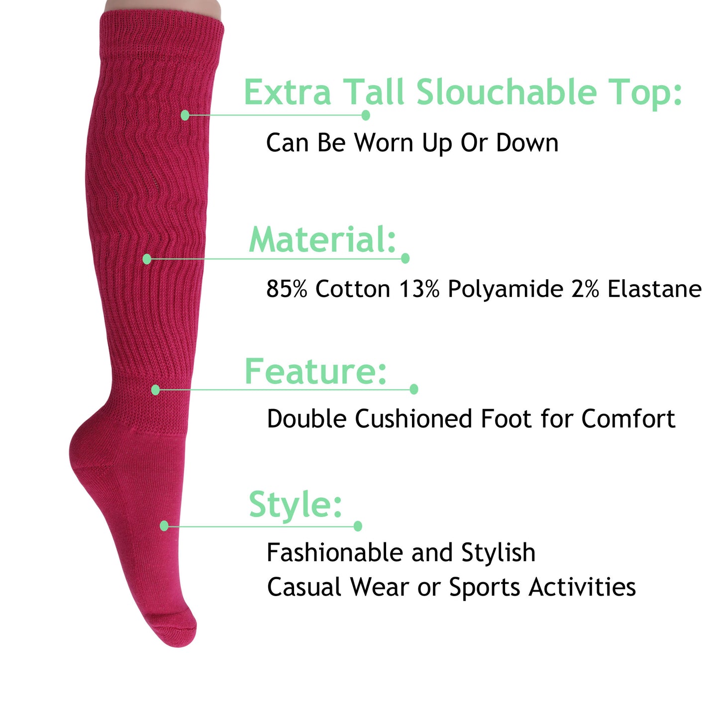 womens cozy fuchsia boot socks set