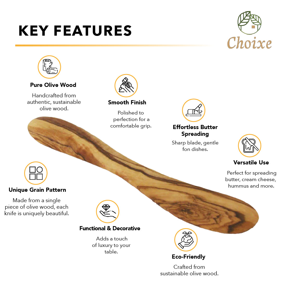 “Eco-friendly wooden butter knife adding warmth and elegance to your table setting.”