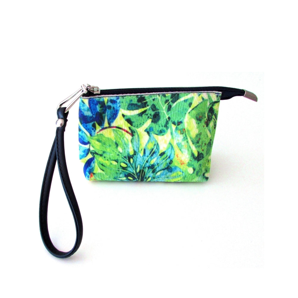 Jungle patterned wristlet vanity bag