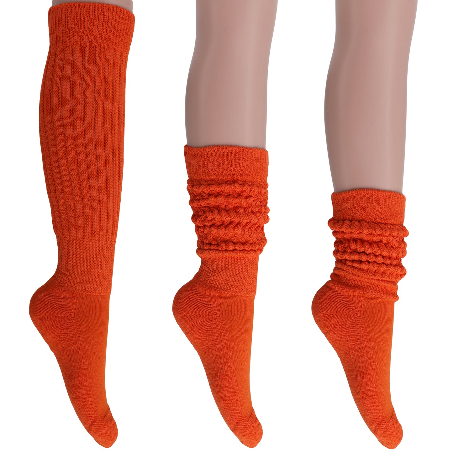 orange slouchy scrunch socks for women knee high style