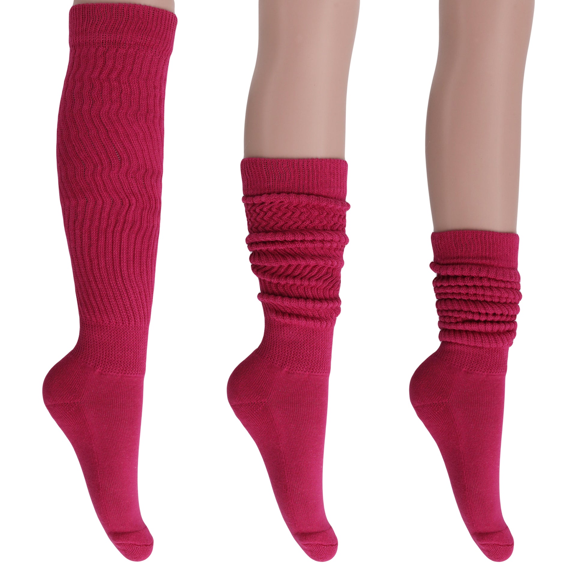 womens fuchsia cotton slouch socks 2 pairs