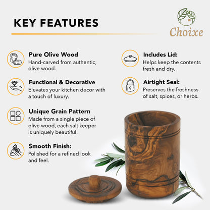 “Eco-friendly olive wood spice container adding warmth and luxury to modern kitchen decor.”