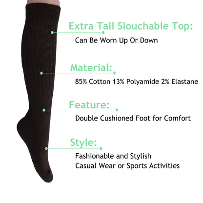 breathable cotton brown long slouch socks