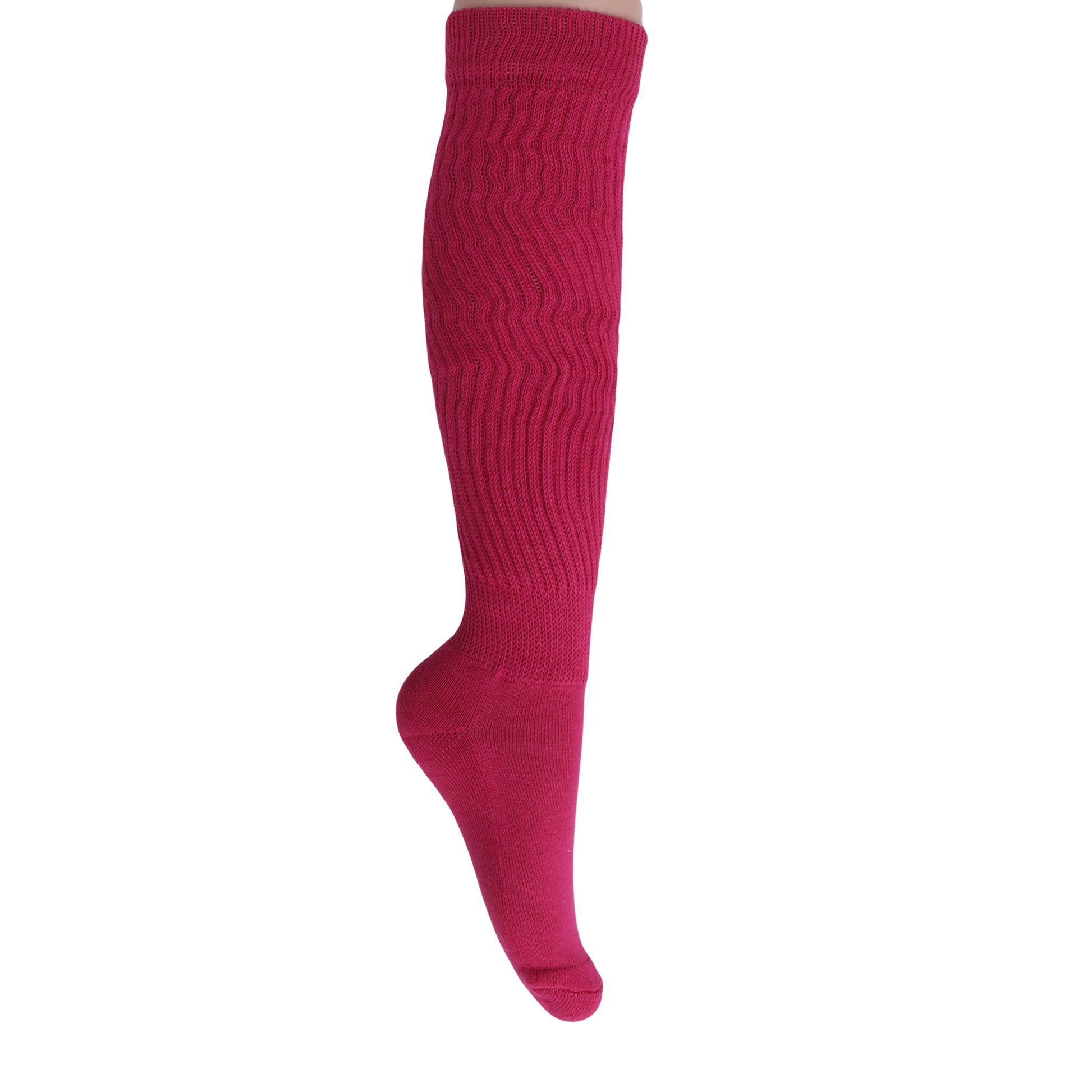retro style fuchsia slouch socks for boots