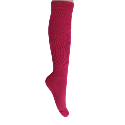 retro style fuchsia slouch socks for boots