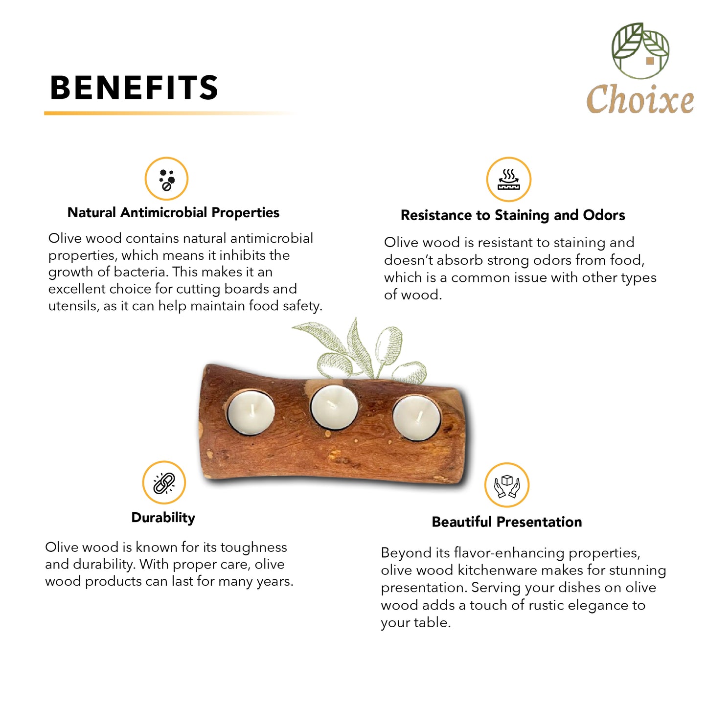 “Olive wood candle holder creating a warm, inviting glow in home décor.”