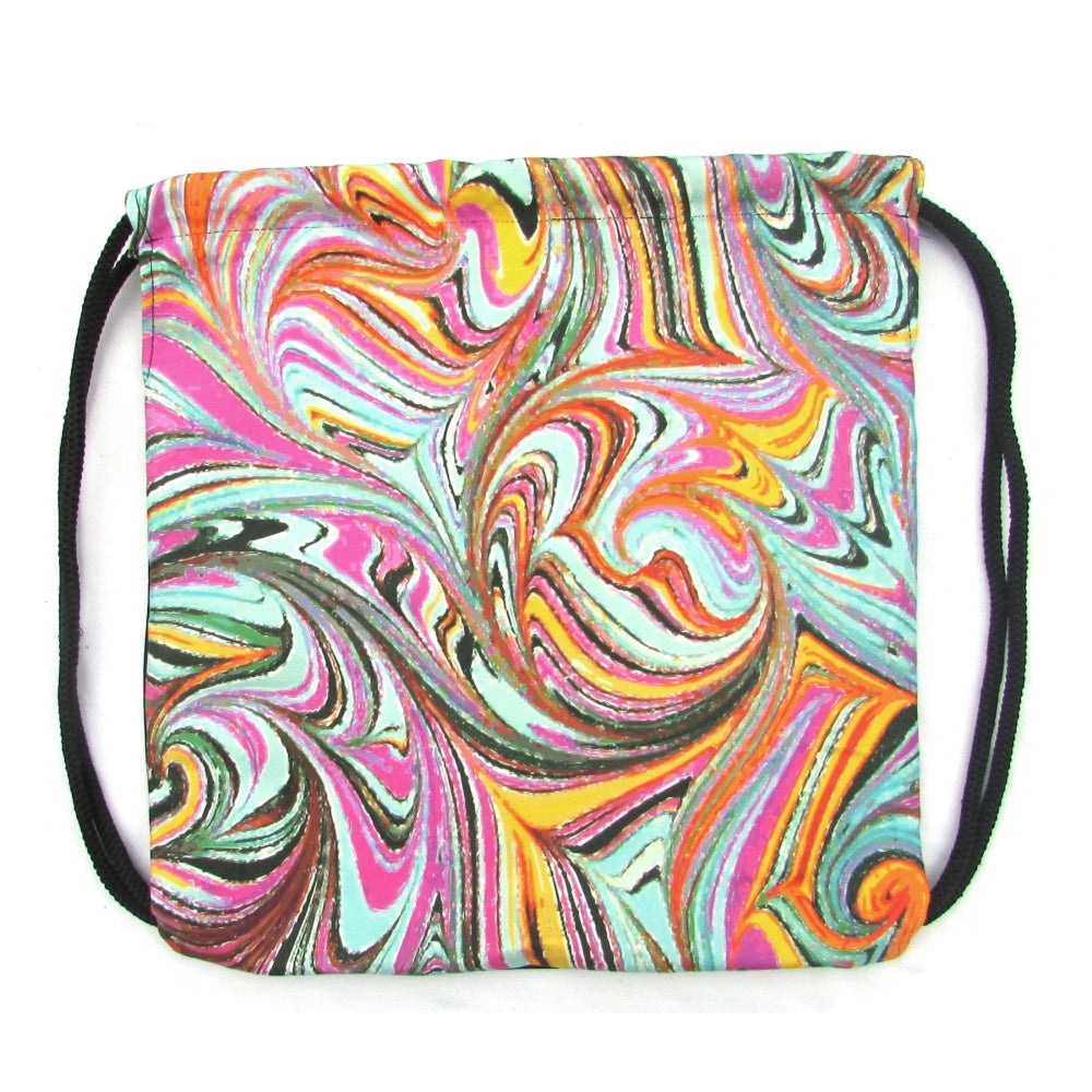 Ebru patterned drawstring backpack