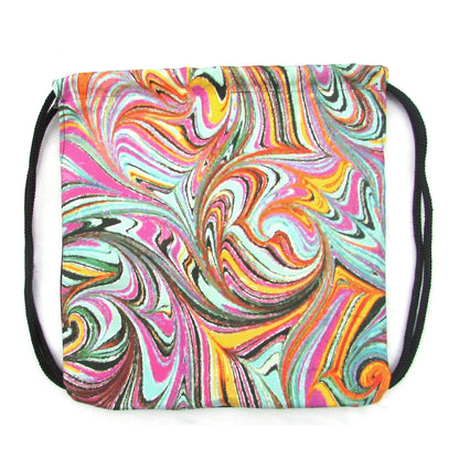 Ebru patterned drawstring backpack