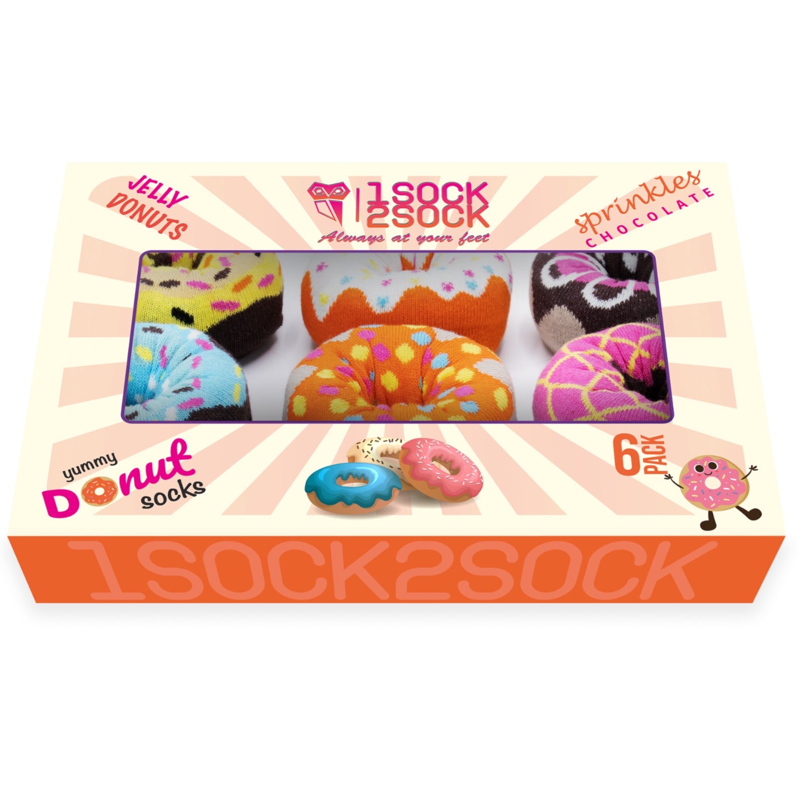 women’s donut socks gift box 6 pack colorful crew socks