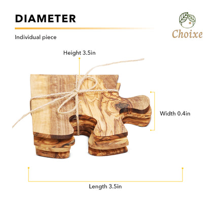 Stacked olive wood coasters highlighting polished finish and texture