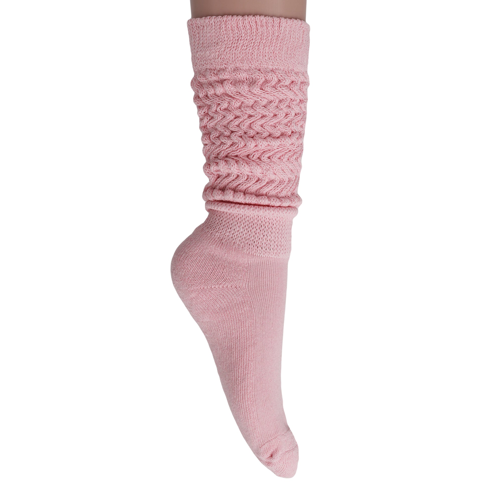 womens pink cotton scrunch socks long length