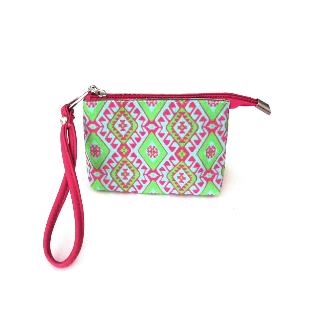 Amulet patterned wristlet vanity bag