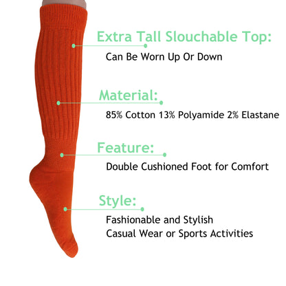 vibrant orange long scrunch socks women