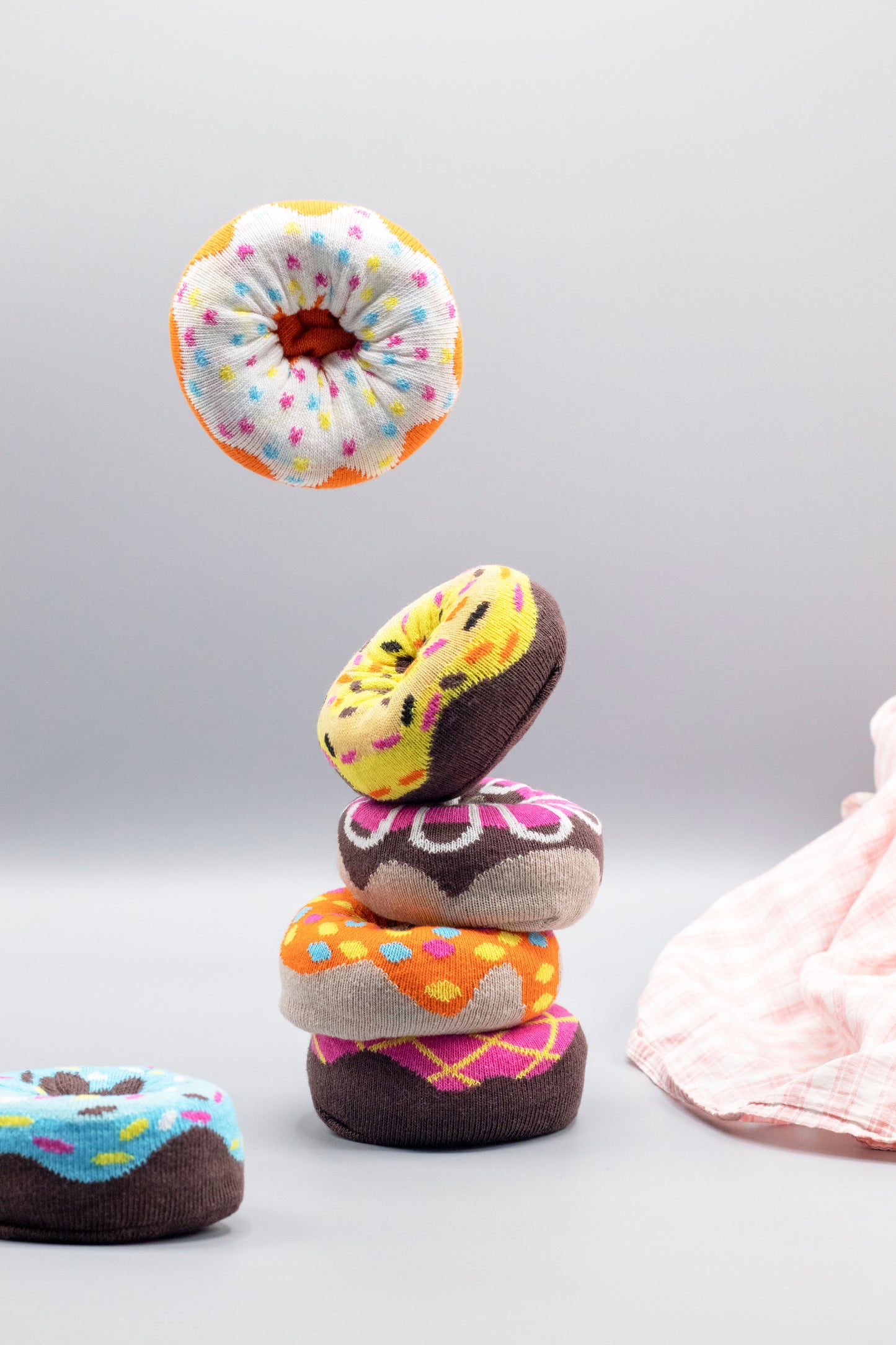 close-up donut design colorful women’s socks