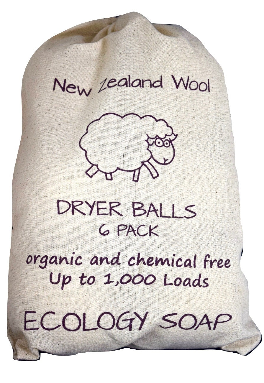 wool dryer balls pack of six with canvas bag