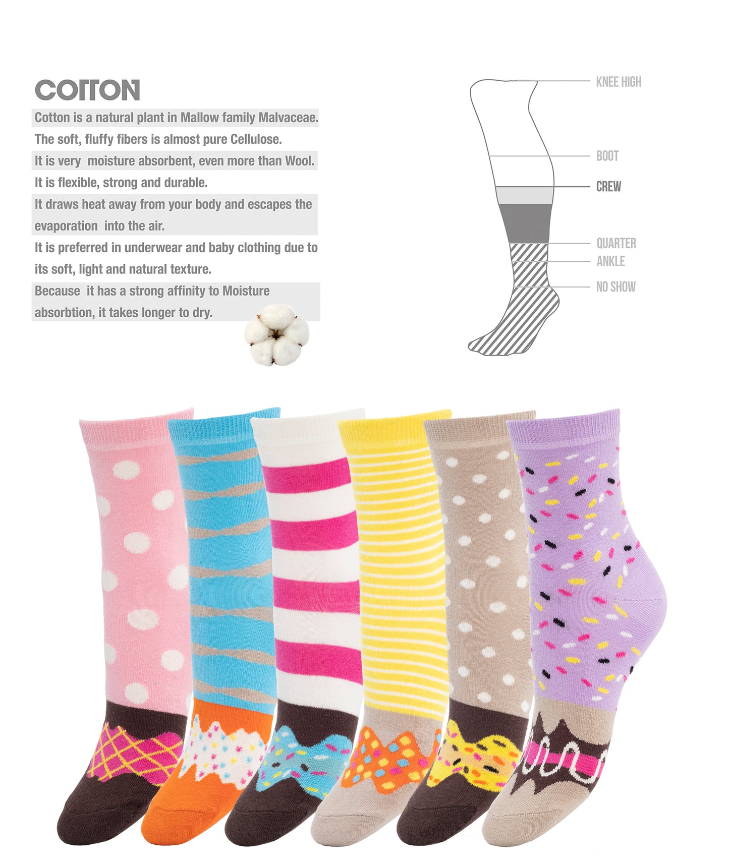 soft turkish cotton women’s novelty socks