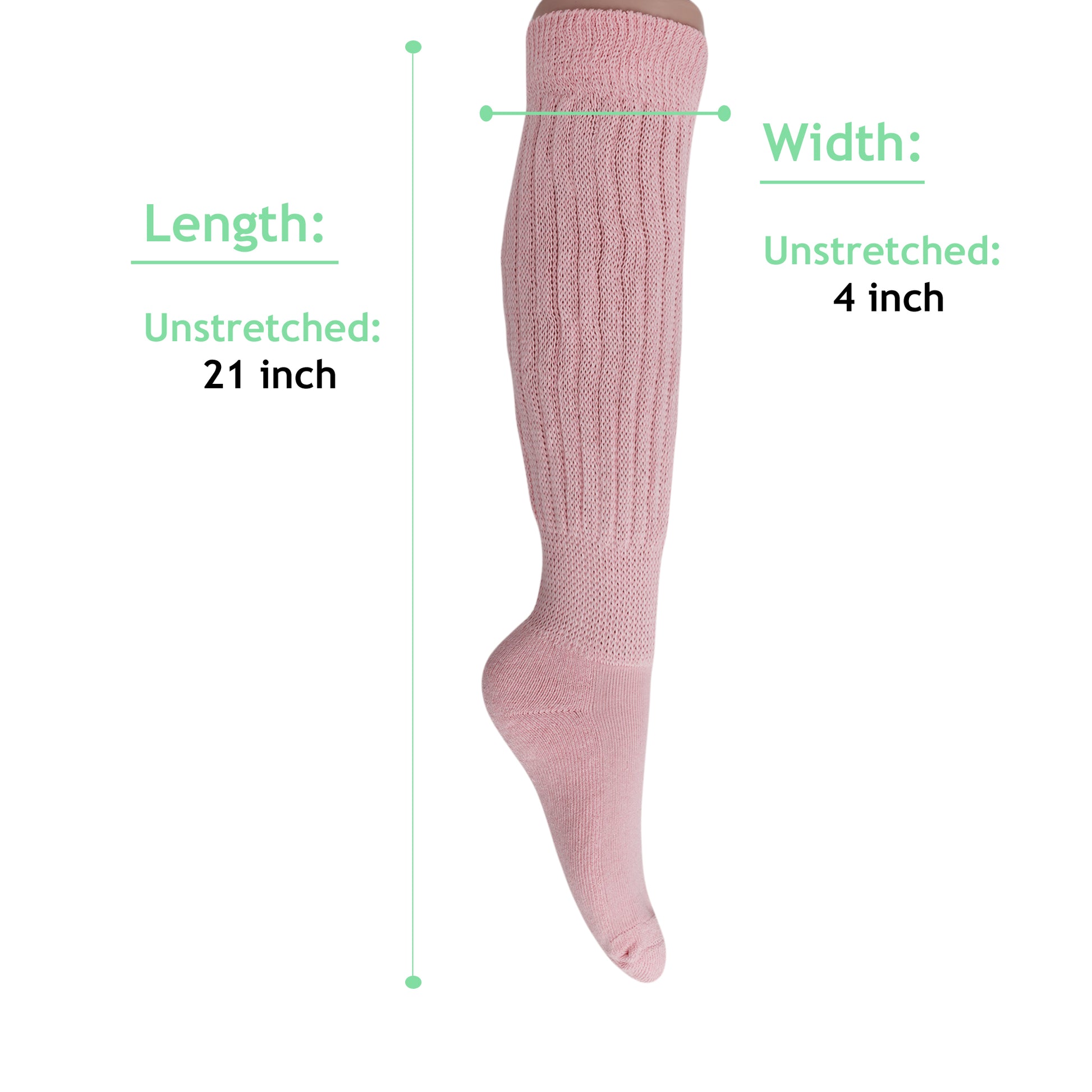 womens pastel pink slouch socks 21 inch